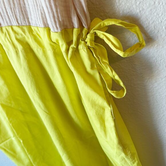 Cecilia Sorensen Dress Gauze Cream White Neon Yellow Green sz S - Picture 5 of 10